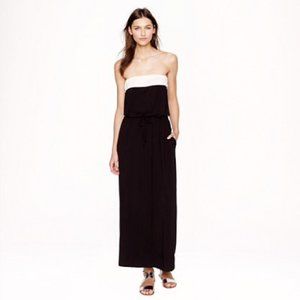 J.Crew Amie Black & White Strapless Maxi Dress